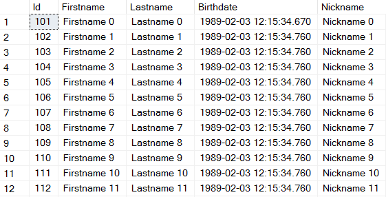 Contacts Records In Database Table - Using The Entity Framework