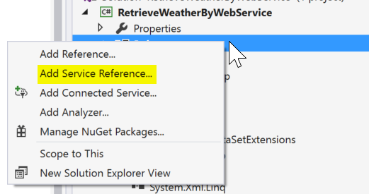 Adding Service Reference in Visual Studio