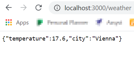 Result of the Weather endpoint